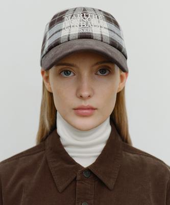 Malittepeulangsowajeobeo Classic Logo Two Tone Check Cap Brown