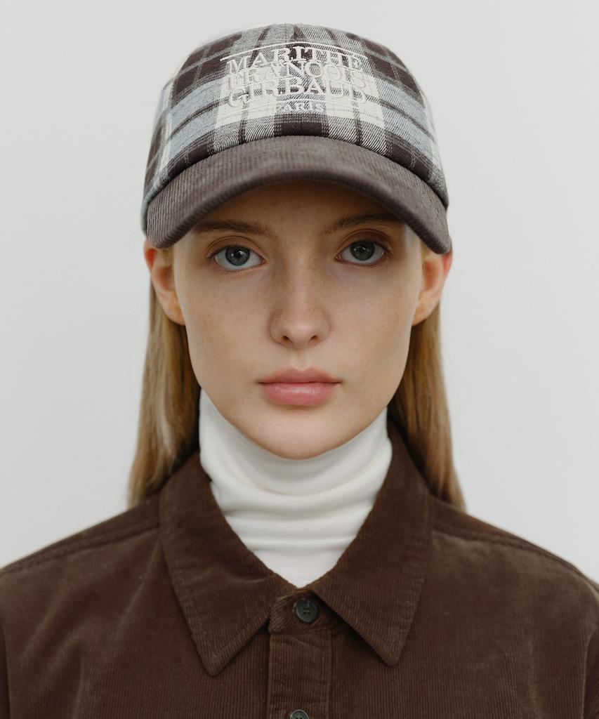 Malittepeulangsowajeobeo Classic Logo Two Tone Check Cap Brown