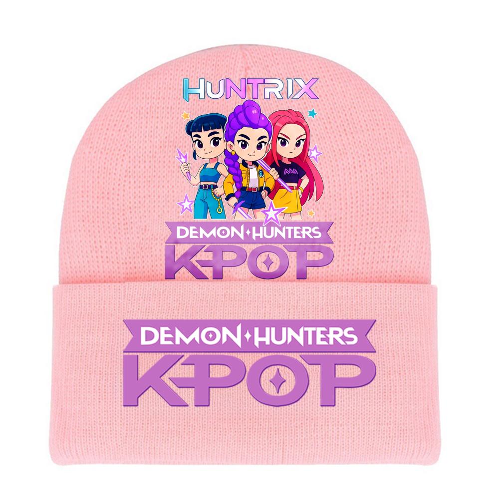 Kpop Demon Hunters HUNTRIX SAJABOYS Letter Printed Rolled-edge Woolen Knitted Cap Thickened Cold Season Adult Hat Fans Birth Date Present