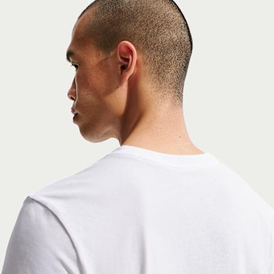 Nike T Shirts Men's White/Sports Royal Blue Crew Neck Moderate