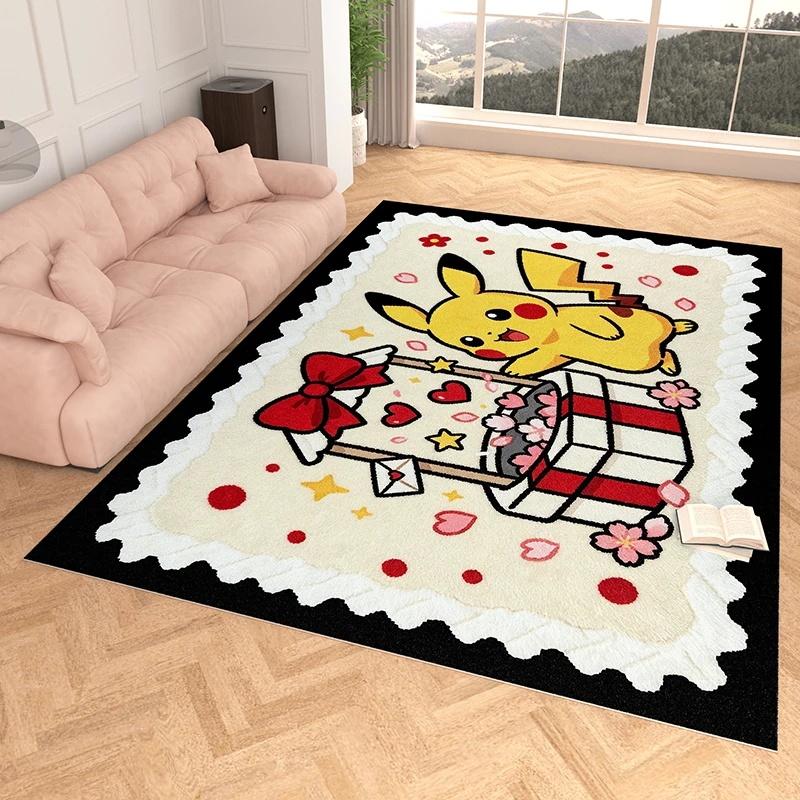 Indoor Rug, Faux Cashmere, Pikachu 3D Print, Soft Water Absorbent, Christmas Household Floor Mat
