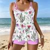 Women's Swimwear Tankini 2 Piece Swimsuit  Flower  Pattern Print Vacation Bathing Suits