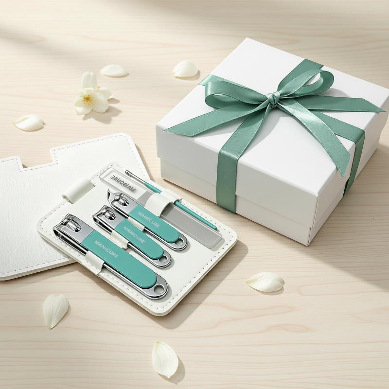 5Pcs Professional Manicure And Pedicure Kit Includes Nail Clipper Nail File And Ear Pick Portable Storage Case Tool