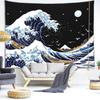 Pentasmile Wall Tapestry for Bedroom Aesthetic Japanese The Great Wave off Kanagawa Tapestries Large Trippy Tapestrys Black Art Tapistry Wall Hanging