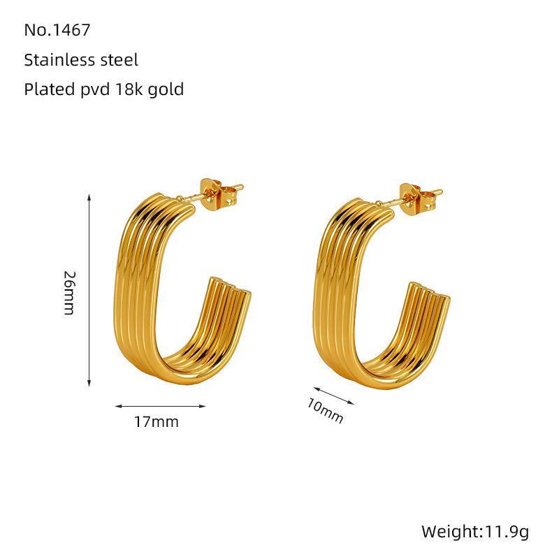 

European & American Style Women s Titanium Steel Multi-Layer Irregular Earrings - High-End Fashion