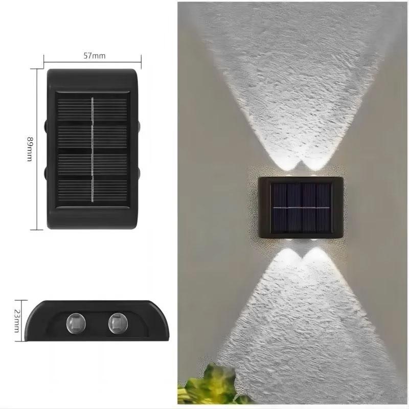 4LED Beads Up and Down Light Solar Powered Waterproof Wall Light for Courtyard Garden Carport