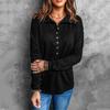 Solid color sweater women's single-breasted lapel long-sleeved loose casual bottoming top autumn and winter new style