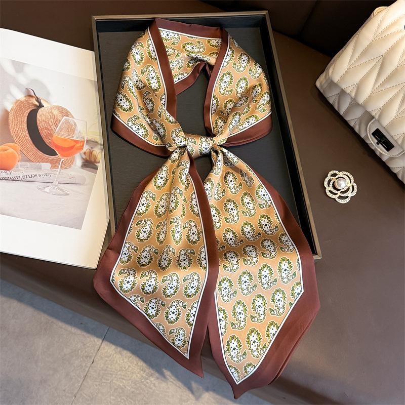 New Long Neckerchief Skinny Hair Bands Women Silk Scarfs Fashion Headbands Bag Scarves Print Hairband Neck Scarf For Ladies