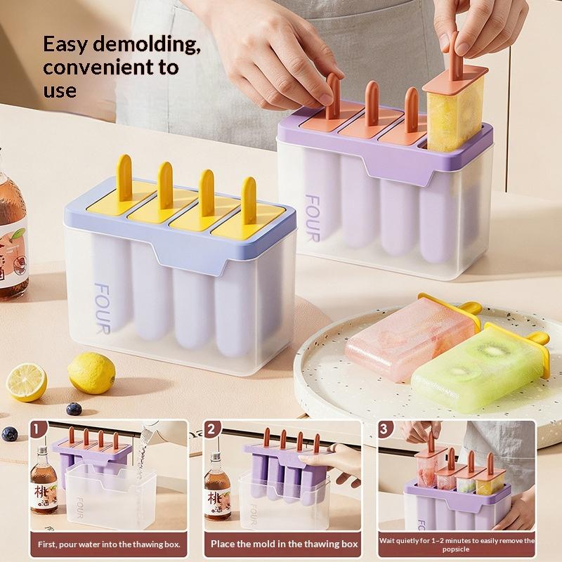 Popsicle/Sorbet Mold Food Grade Household Popsicle Making Ice Box Abrasive Tools With Lid Homemade Ice Cream Artifact