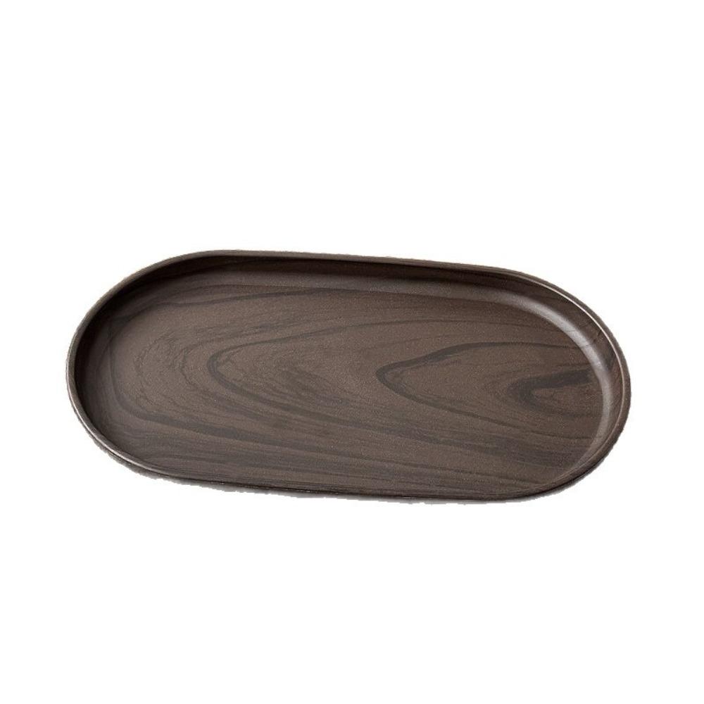 Smooth Surface Oval Tray Walnut Wood Grain Afternoon Tea Dessert Plate Vintage Fruit Platter Home