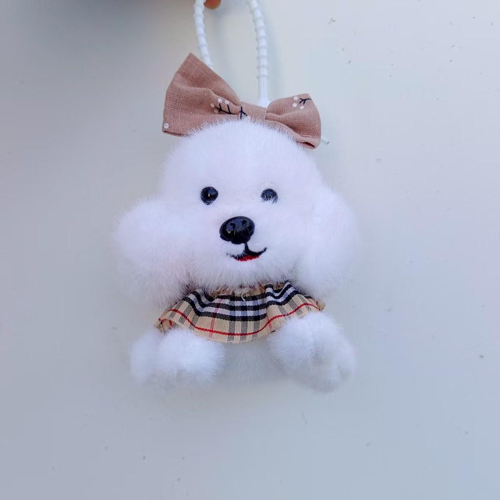 Plush Dog Pendant With Cute Bow For Wedding Gift And Home Decor