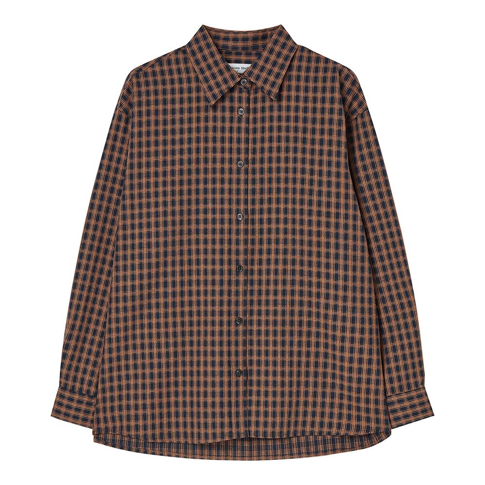 AWESOME STUDIO Dobby Embroidered Check Shirt Burgundy