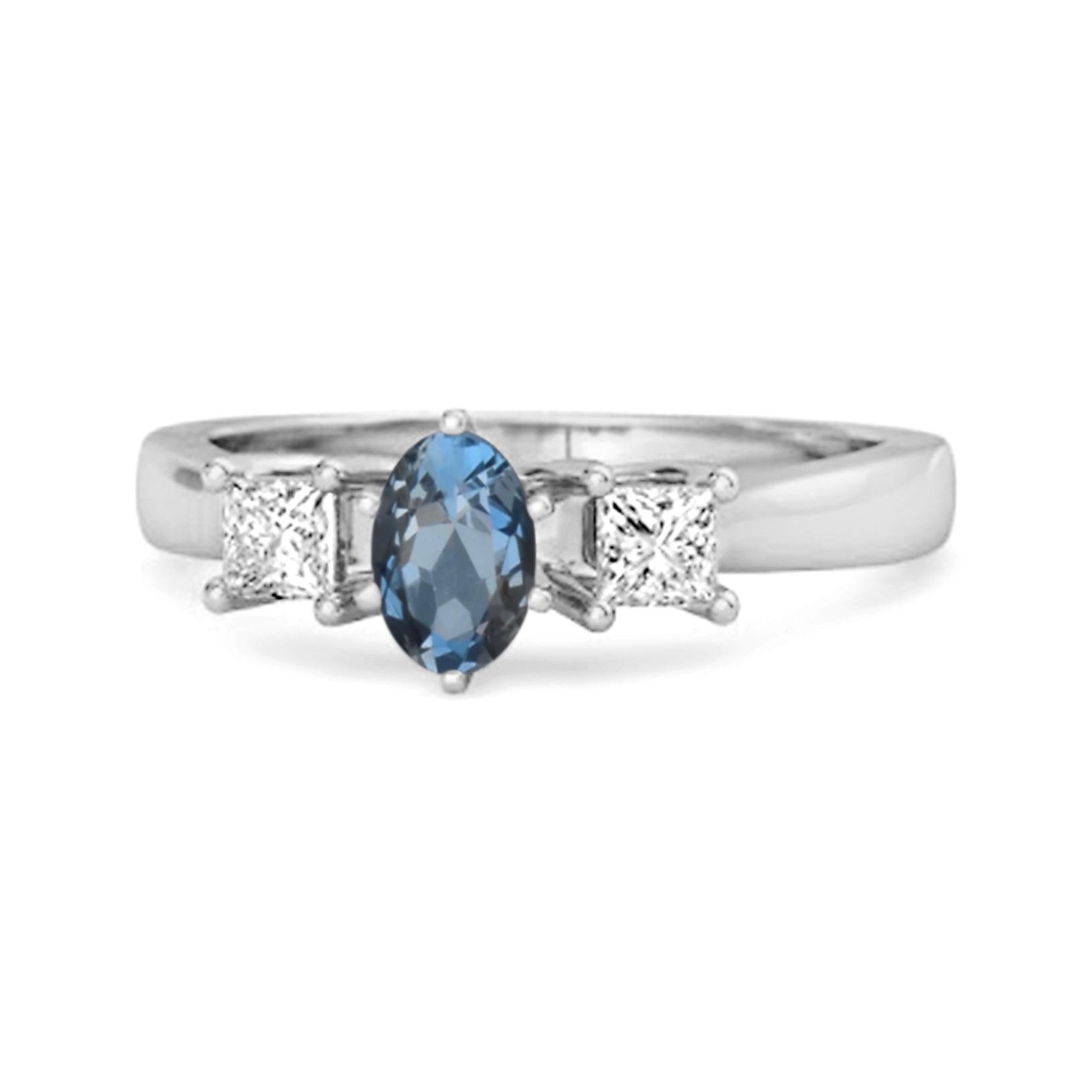 London Blue Topaz Elegant Three Stone Ring - 925 Sterling Silver 10.5