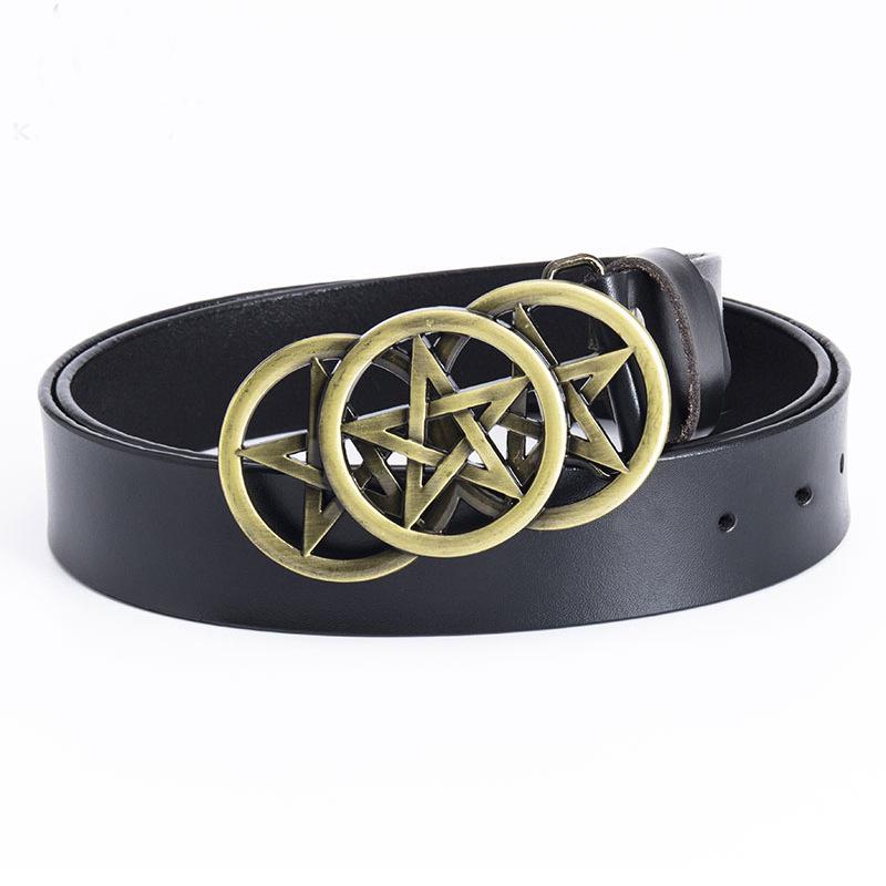 Men's Trendy Five-Star Leather Belt - European & American Celtic Classic Design