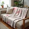 Pink Daisy Bow Cherry Soft Flannel Blanket Breathable Warm Throw for Office Car Sofa Kids Room Birthday Xmas Gift