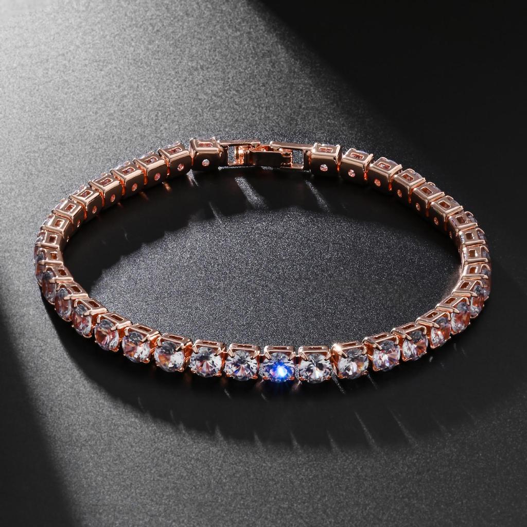 Chaîne Tennis Zircon Bracelet Tennis: Unisexe 4-5mm Mode Européenne et Américaine, Style Hip Hop