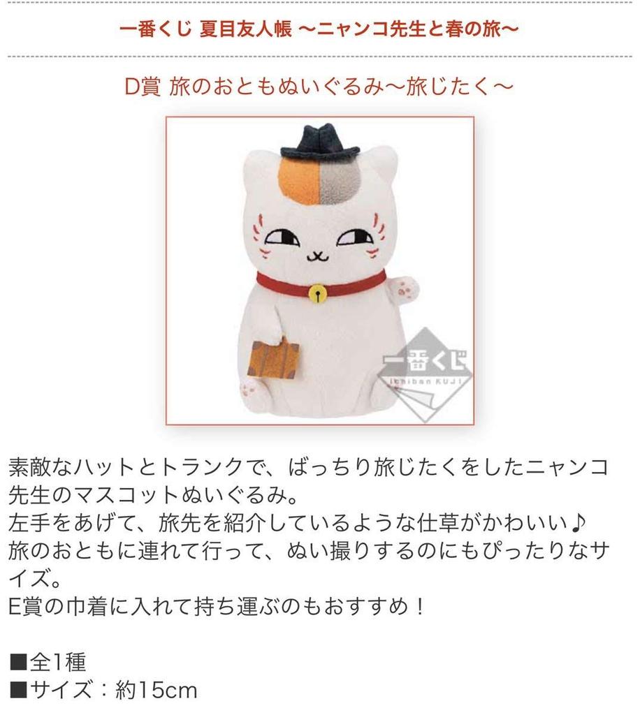 Ichiban Kuji Natsume's Book of Friends ~ Nyanko Sensei and the Spring Journey ~ Prize D Travel Companion Plush Toy ~ Travel Preparation ~ Natsume