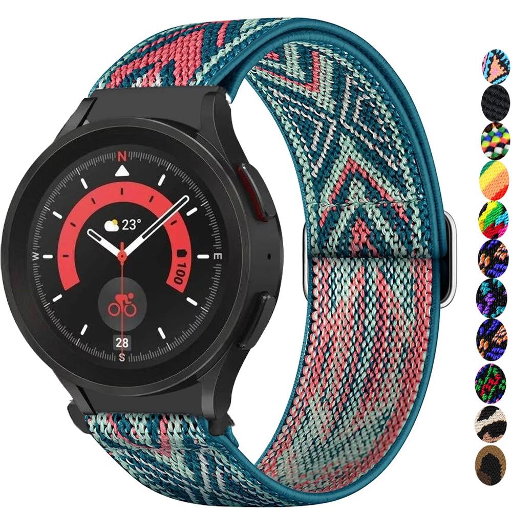 20mm/22mm Armband für Samsung Galaxy Watch 7/FE/6/5/pro/4 44mm 40mm/classic 3/Active 2/46mm Verstellbares Elastisches Nylon Armband
