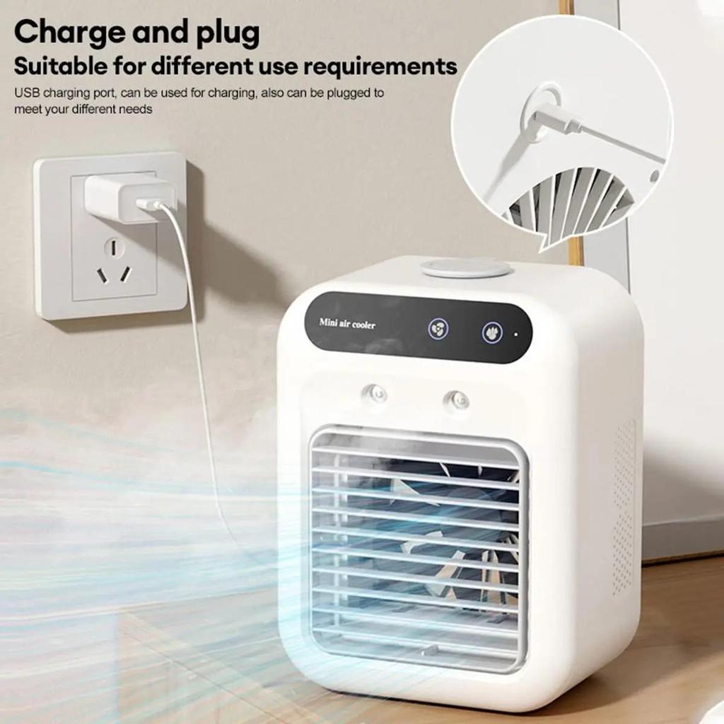 Raffreddatore d'aria personale mini portatile, ventilatore mini raffreddatore d'aria, raffreddatore d'aria ricaricabile USB con display digitale, aria piccola e leggera