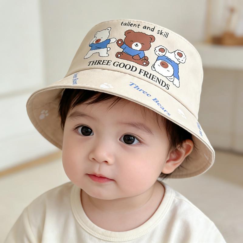 Childrens Cartoon Bear Sun Hat With Wide Brim For Summer Sun Protection And Breathability
