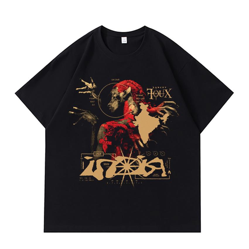 

DTG Print Cool Series Чоловічі та жіночі футболки з принтом Літнє дозвілля Універсальна брендова вулична мода Вільні чоловічі та жіночі топи 4XL чорний