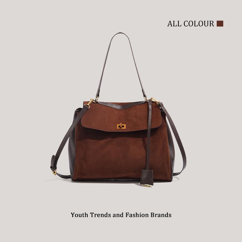 

New large-capacity women s matte cowhide retro brown handbag shoulder Kelly bag коричневый