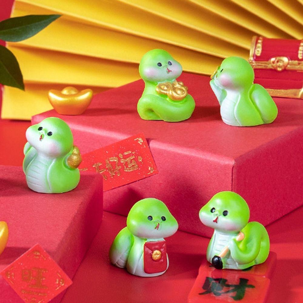 

10pcs Cartoon Lucky Snake Figurine Chinese Style Mini Snake Ornament Home Decor style 9