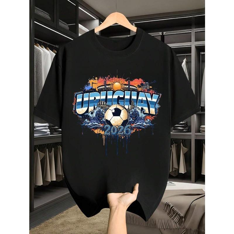 European sizes Football Printed Short Sleeved Shirt | Sports And Casual Top for Men S чёрный