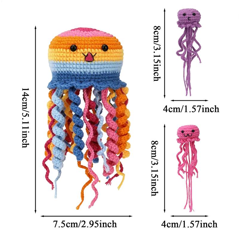 Beginner Crochet Kit for Adults Animal Jellyfish Art Crocheting Starter Set for Kids Jellyfish Family Crochet Starter Kit