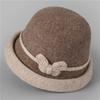 Japanese Light Luxury Wool Contrasting Color Crimped Bucket Hat Women'S Season Mother Hat Literary Bow Thermal Basin Hat
