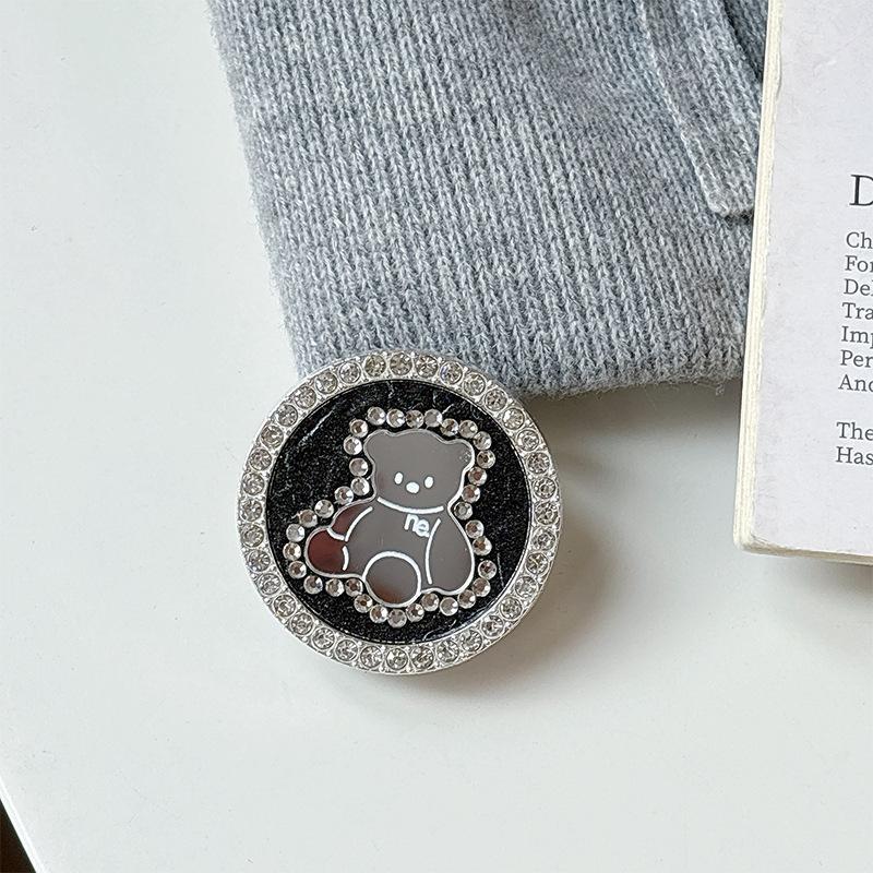 Creative Magnetic Desktop Drama Mobile Phone Airbag Holder Rhinestone Bear Mirror Advanced Sense Ring Female