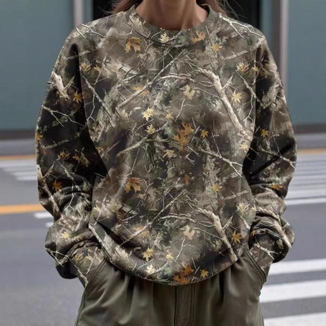 Dámská 3D mikina s potiskem větví, kulatým výstřihem - Podzimní a zimní všestranná bunda s dlouhým rukávem