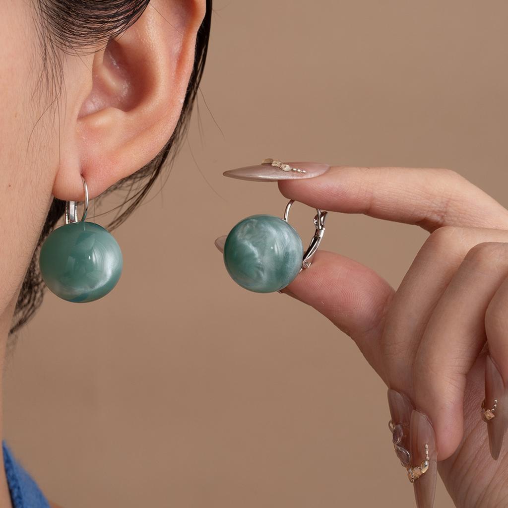 Gradual Change Blue Ocean Secret Round Hard Candy Earrings Summer Small Fresh Sweet Ear Buckle Fashion Personality High Sense Earrings