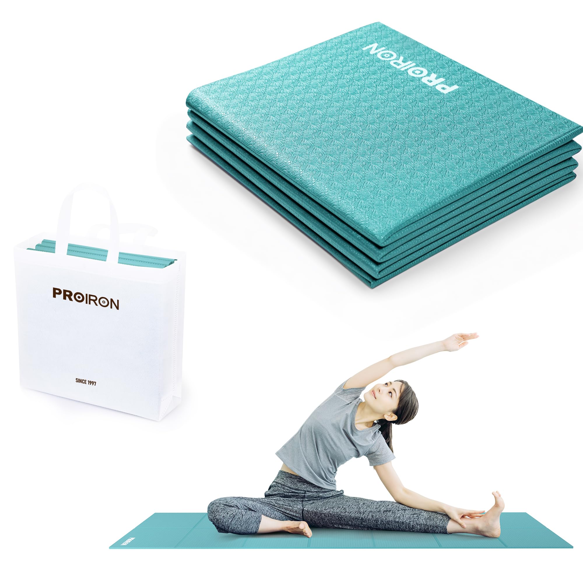 

PROIRON Folding Yoga Stretching 183 x 61 Turquoise Mat, Mat, cm,