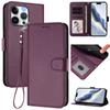For iPhone 15 Pro Max Leather Case Wallet Stand Phone Cover with Wrist Strap