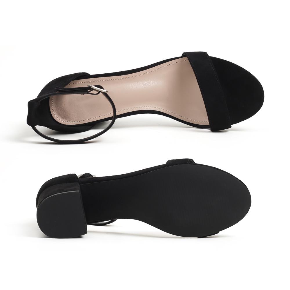 Available Plus-Size Women's High-End European & American Block Heel Sandals: Single Strap, Comfortable for Outdoor Wear.