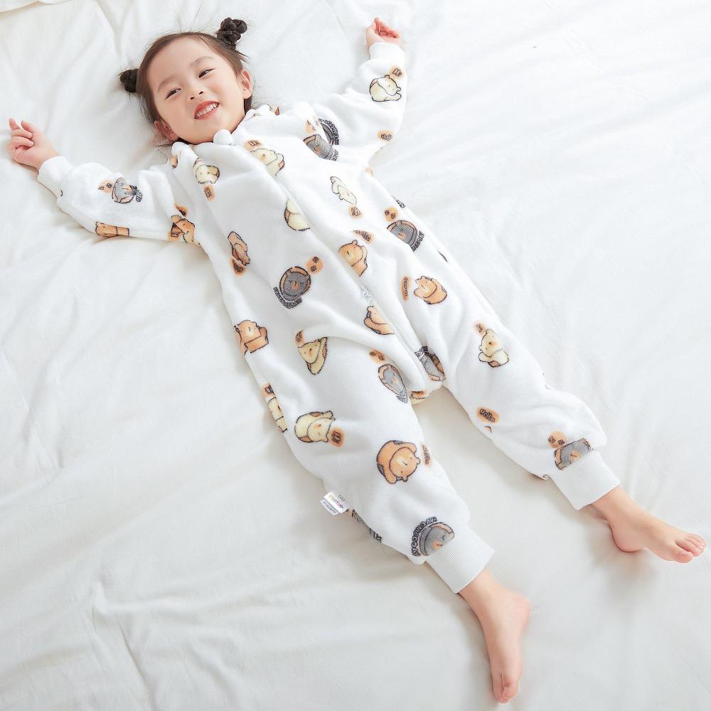 Pigiama a gamba divisa per bambini Autunno Inverno Tutina in flanella per neonati Sacco a pelo per neonati e bambini Tuta