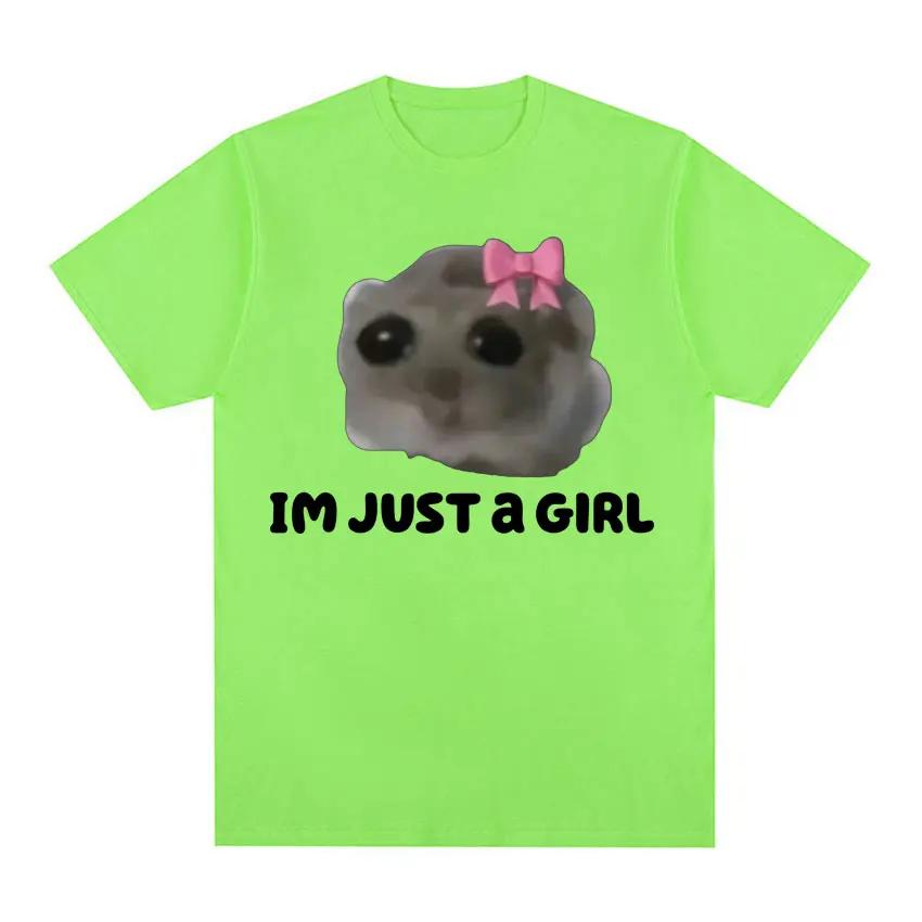 Funny Trendy Cute Sad Hamster Meme T-Shirt Men Women Summer Casual Short Sleeve Tshirts 100% Cotton Crewneck Kawaii Tops T Shirt
