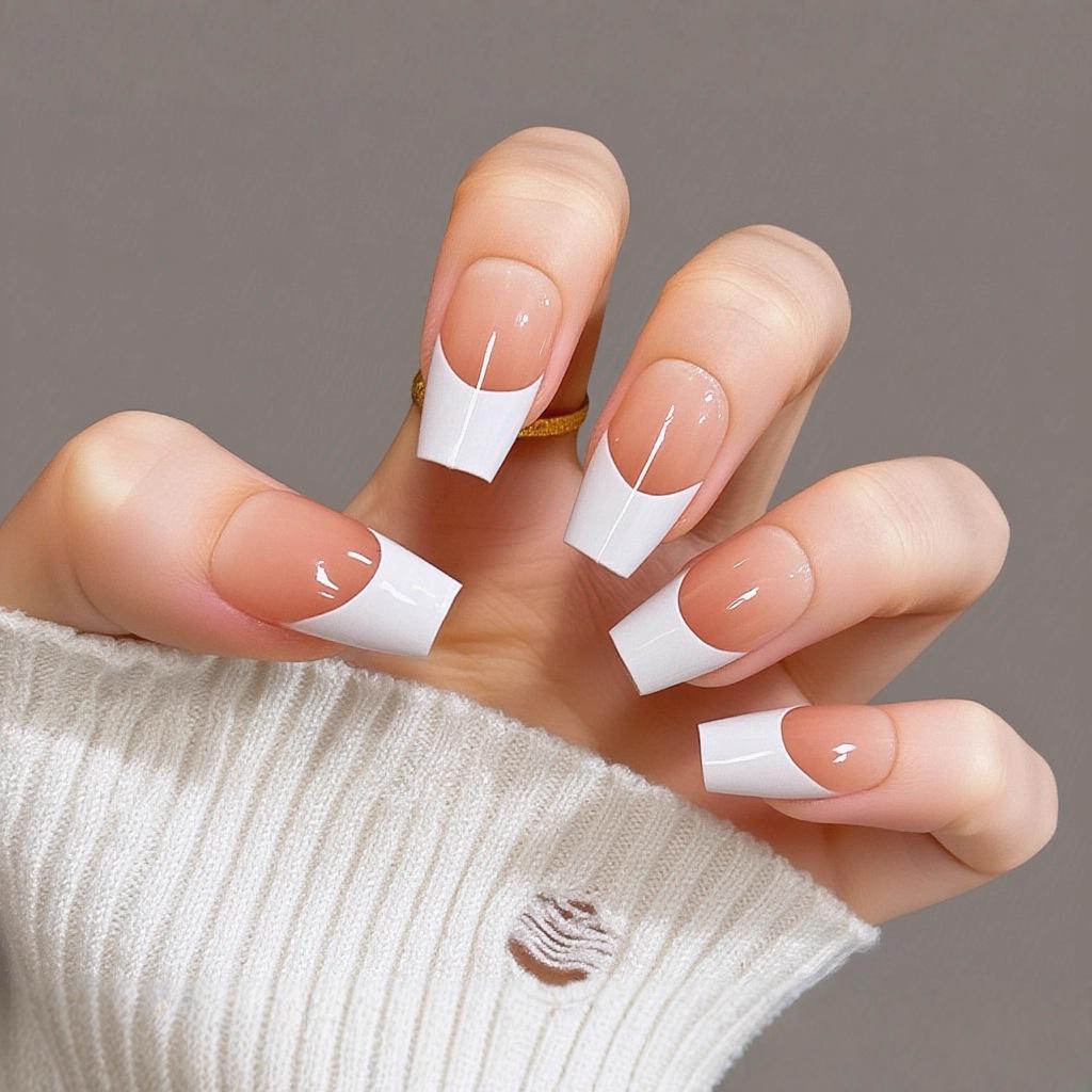 

Milk White Luxury French Long Ballet Nail Art Tips