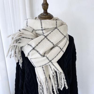 Sciarpa Scialle Caldo Retro in Cashmere Coreano per Moda Autunno Inverno Uomo Donna Sciarpe Versatili con Nappe Classico Plaid Studenti Avvolgente