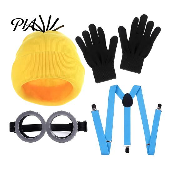 Funny Character Dress Up Sets Knit Hat Costume Set, Retro Round Glasses Suspenders Gloves, Halloween Party Themed Full Set Cosplay Accessories Kit for
