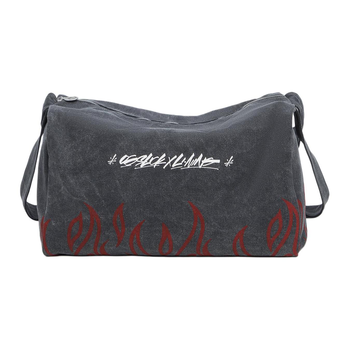 

New LiNing OG_SLICK Collaboration Cotton Shoulder Bag Crossbody Bag Unisex Black ABDT233-1 40.1*22.1*25.9CM
