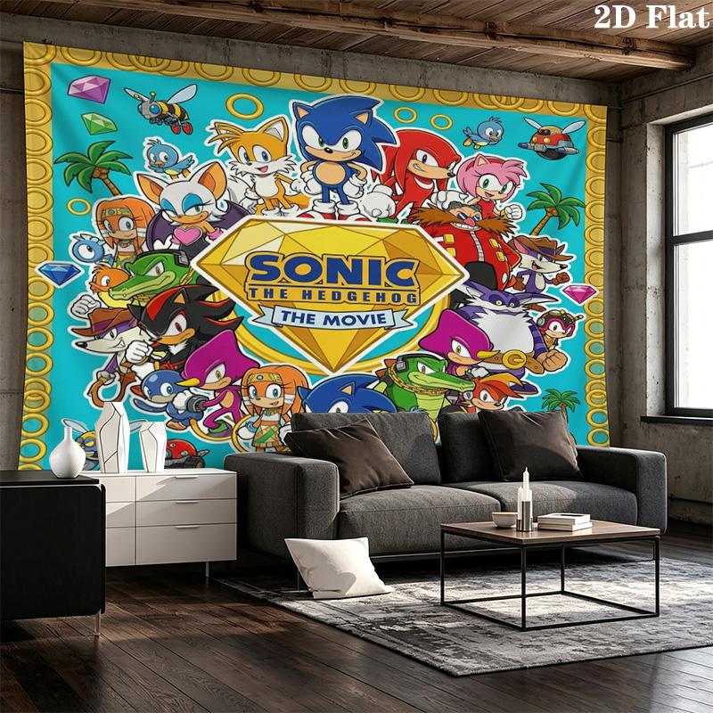 Sonic Hedgehog Wall Tapestry Aesthetic Wall Hanging Printed Fabric Blanket Decorative Tapestries For Bedroom Living Room Home Decor