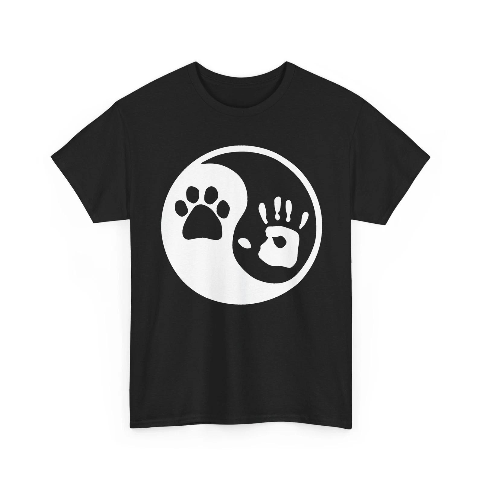 

Paw Hand Print Yin Yang Dog Animal Rescue Shirt for Men Heavy Cotton TShirt 3XL