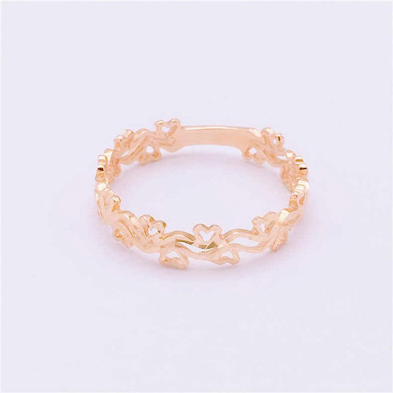 Фиолетовое Золотое Кольцо-Сердечко Персикового Цвета Покрытое Розовым Золотом Полое Нишевое Иностранная Мода Цветное Золотое Кольцо