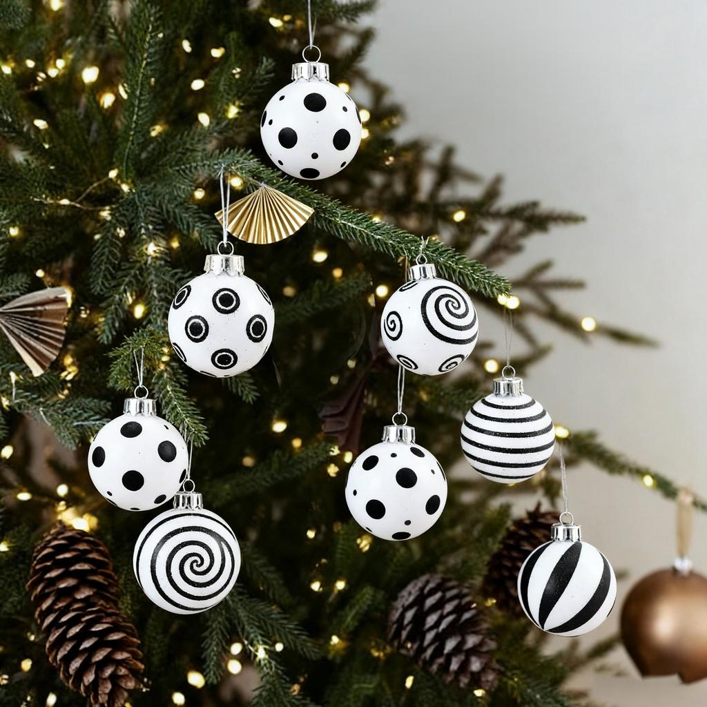 Christmas White Patterned Pendant Christmas Tree Hanging Set Artistic Ornaments For Festive Decor Mini Easter Eggs For Crafts