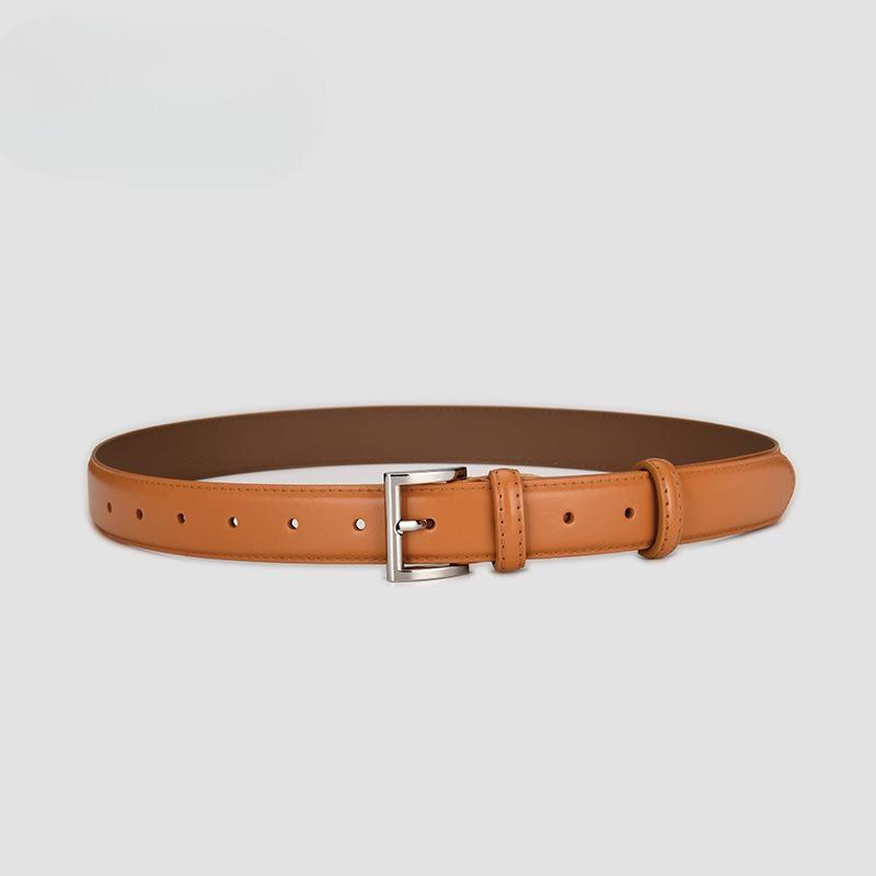 Genuine Leather Belt Jeans Belt Versatile Decorative Thin Belt Simple and Fashionable Coat Black Trousers Belt
