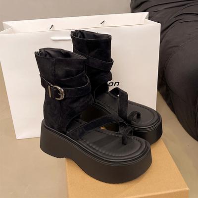 Sandali Zeppa Donna Clip Punta Scarpe Moda Comode Casual Vestito Caviglia Stivali Cool 2025 Autunno Designer Nuovi Scarpe Donna