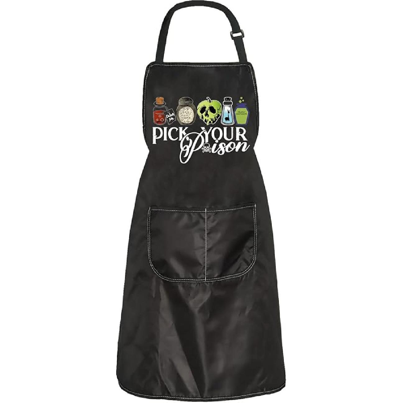 ZJXHPO Evil Queen Cooking Apron Pick Your Poison Apron For Cook Baker Chef Halloween Party Gift Poison Apron