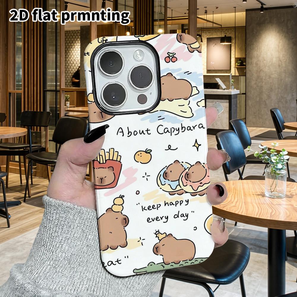 Phone Case: 2D Flat Suitable for iPhone 18 17 16 15 14 13 Pro Film Protective Case, Couple Style, Famous Scene Capybara, Christmas and Halloween Gifts